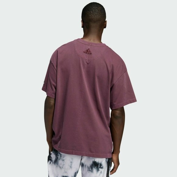 Adidas x Harden x Daniel Patrick Mens T-Shirt Maroon Red FR5636 NEW Sz XXL - Picture 2 of 5